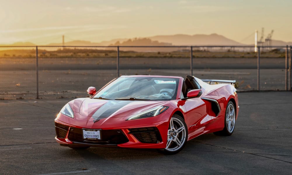 Chevrolet Corvette Stingray Convertible, red, for rent in the San Francisco Bay Area