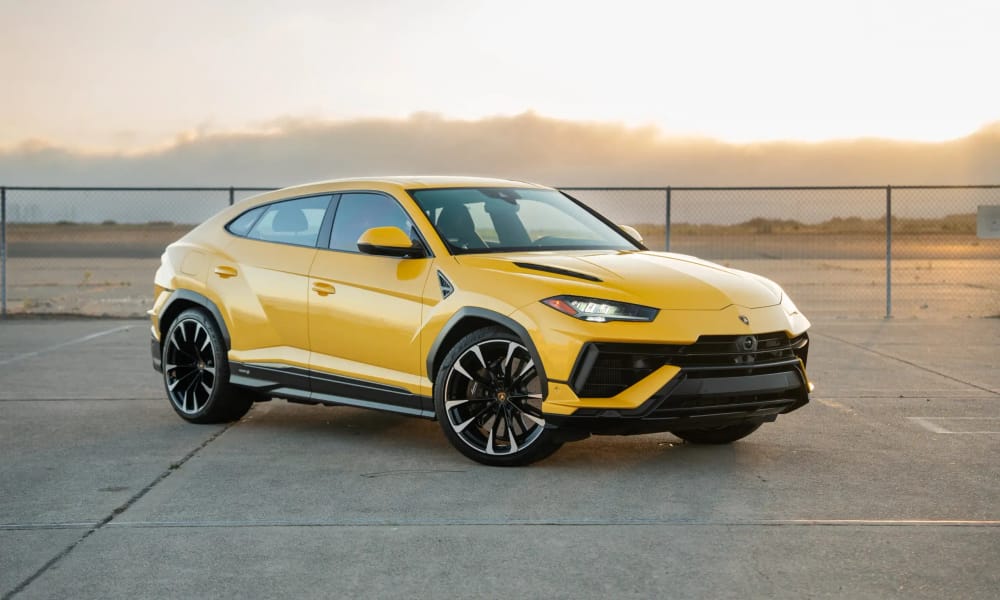 Lamborghini Urus, yellow, black interior, for rent in the San Francisco Bay Area