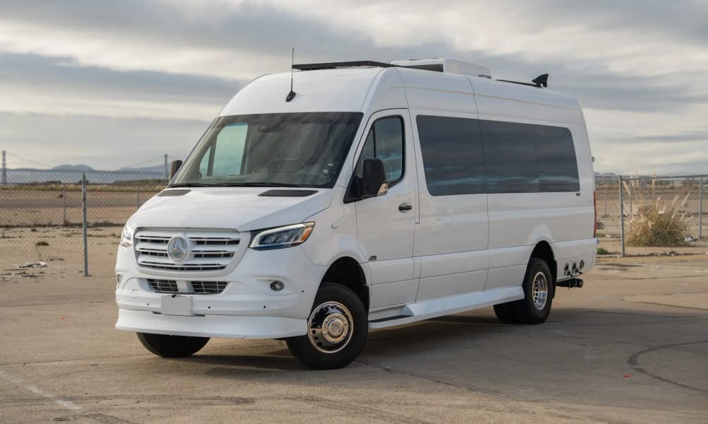Mercedes-Benz Sprinter 3500 Executive, white, for rent in the San Francisco Bay Area