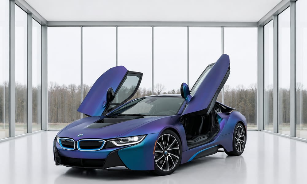 BMW i8, purple-blue