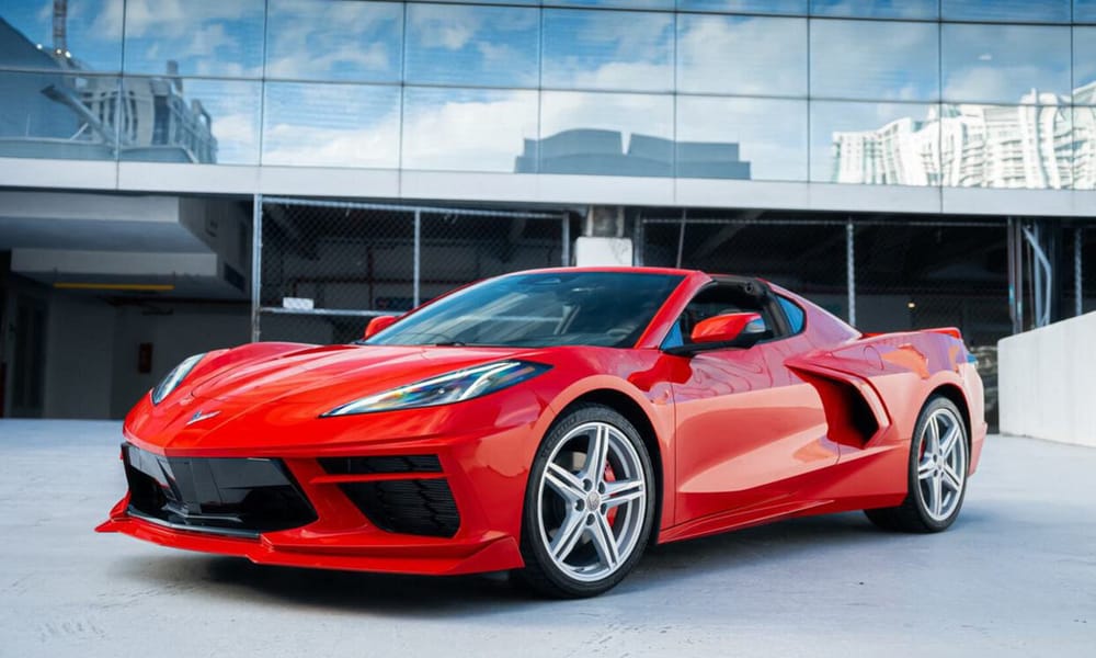 Chevrolet Corvette Stingray, red, black interior, for rent in Miami