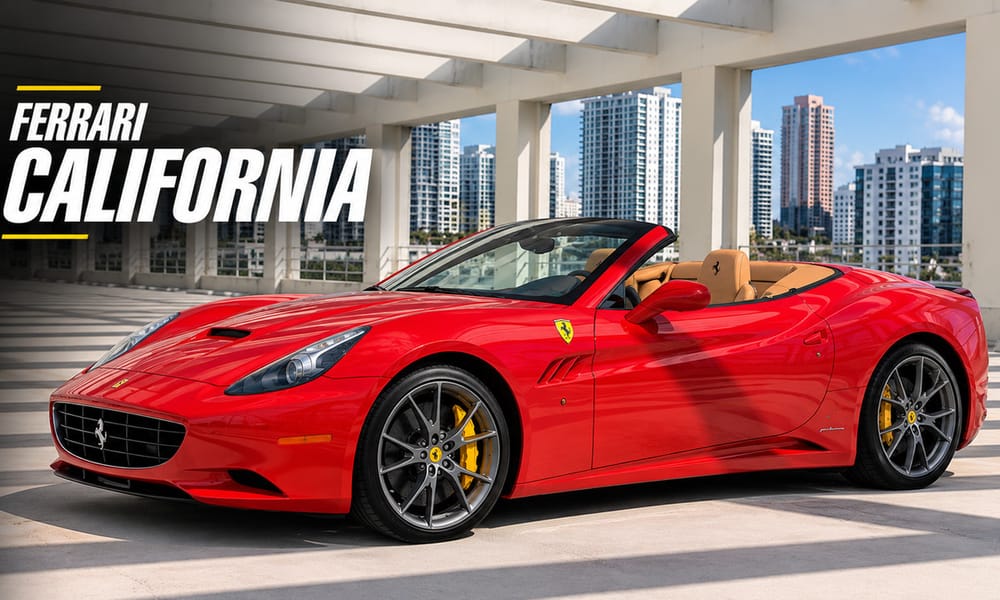 Ferrari California, red, for rent in Miami