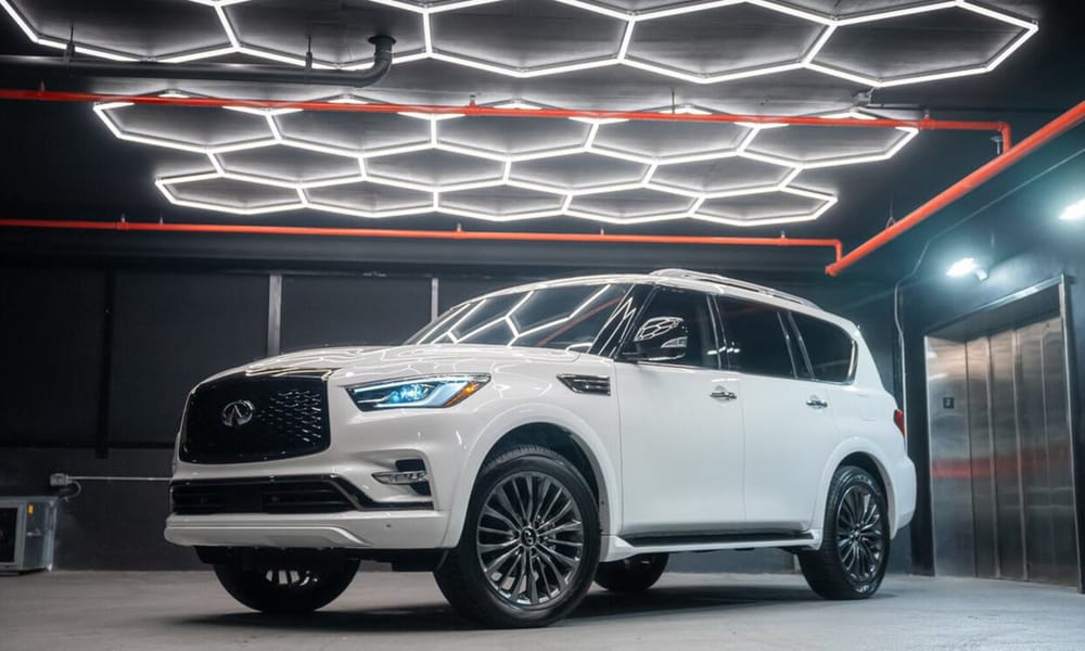 Infiniti QX80, white, for rent in Miami