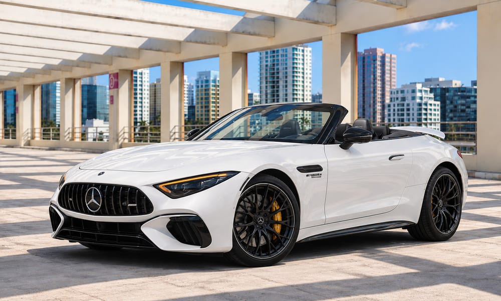Mercedes-Benz SL55, white, for rent in Miami