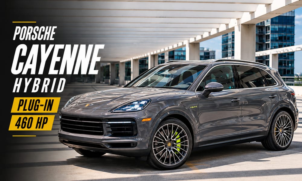 Porsche Cayenne Hybrid, gray, red interior, for rent in Miami