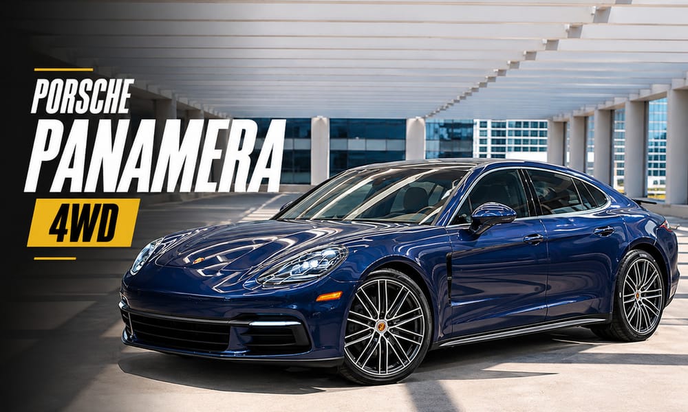 Porsche Panamera, blue, black interior, for rent in Miami