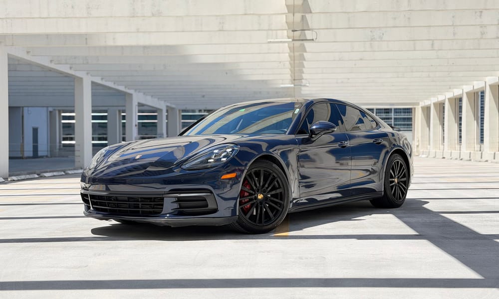 Porsche Panamera, dark blue, for rent in Miami